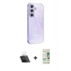MARSİLYAN™- Galaxy A14 4G Kılıf Yankı Doku Prime - Siyah 20D Premium Cam Ekran Koruyucu + Kamera Lens Koruma Cam - SF