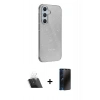 MARSİLYAN™- Galaxy A14 4G Kılıf Yankı Doku Prime - Siyah 3D Antistatik Hayalet Cam Ekran Koruyucu + Kamera Lens Koruma Cam - SF