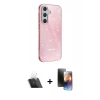 MARSİLYAN™- Galaxy A14 4G Kılıf Yankı Doku Prime - Siyah 3D Antistatik Mat Seramik Nano Ekran Koruyucu + Kamera Lens Koruma Cam - SF