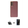 MARSİLYAN™- Galaxy A14 4G Kılıf Yankı Serisi - Siyah 3D Antistatik Hayalet Cam Ekran Koruyucu + Kamera Lens Koruma Cam - SF