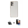 MARSİLYAN™- Galaxy A14 4G Kılıf Yankı Serisi - Siyah 3D Antistatik Mat Seramik Nano Ekran Koruyucu + Kamera Lens Koruma Cam - SF