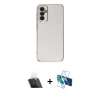 MARSİLYAN™- Galaxy A14 4G Kılıf Yankı Serisi - Siyah 3D Antistatik Seramik Nano Ekran Koruyucu + Kamera Lens Koruma Cam - SF