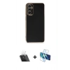 MARSİLYAN™- Galaxy A14 4G Kılıf Yankı Serisi - Siyah 3D Antistatik Seramik Nano Ekran Koruyucu + Kamera Lens Koruma Cam - SF