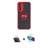 MARSİLYAN™- Galaxy A14 4G Kılıf Yörünge Çizgi - Siyah 3D Antistatik Seramik Nano Ekran Koruyucu + Kamera Lens Koruma Cam - SF