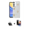 MARSİLYAN™- Galaxy A14 4G Kılıf Yörünge Form - Siyah 3D Antistatik Mat Seramik Nano Ekran Koruyucu + Kamera Lens Koruma Cam - SF