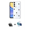 MARSİLYAN™- Galaxy A14 4G Kılıf Yörünge Form - Siyah 3D Antistatik Seramik Nano Ekran Koruyucu + Kamera Lens Koruma Cam - SF