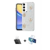 MARSİLYAN™- Galaxy A14 4G Kılıf Yörünge Form - Siyah 3D Antistatik Seramik Nano Ekran Koruyucu + Kamera Lens Koruma Cam - SF