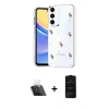 MARSİLYAN™- Galaxy A14 4G Kılıf Yörünge Form - Siyah 6D Antistatik Mat Seramik Hayalet Nano Ekran Koruyucu + Kamera Lens Koruma Cam - SF
