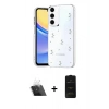 MARSİLYAN™- Galaxy A14 4G Kılıf Yörünge Form - Siyah 6D Antistatik Mat Seramik Hayalet Nano Ekran Koruyucu + Kamera Lens Koruma Cam - SF