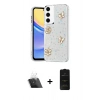 MARSİLYAN™- Galaxy A14 4G Kılıf Yörünge Form - Siyah 6D Antistatik Mat Seramik Hayalet Nano Ekran Koruyucu + Kamera Lens Koruma Cam - SF