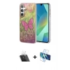 MARSİLYAN™- Galaxy A14 4G Kılıf Zirve Modern Prime - Siyah 3D Antistatik Cam Ekran Koruyucu + Kamera Lens Koruma Cam - SF