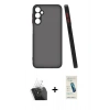 MARSİLYAN™- Galaxy A15 4G Kılıf Ahenk Çizgi Serisi - Şeffaf Pasifik Cam Ekran Koruyucu + Kamera Lens Koruma Cam - SF