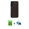 MARSİLYAN™- Galaxy A15 4G Kılıf Ahenk Çizgi Serisi - Siyah 3D Antistatik Seramik Nano Ekran Koruyucu + Raze Metal Kamera Lens - GS