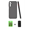 MARSİLYAN™- Galaxy A15 4G Kılıf Ahenk Çizgi Serisi - Siyah 6D Antistatik Mat Seramik Hayalet Nano Ekran Koruyucu + Raze Metal Kamera Lens - GS