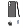 MARSİLYAN™- Galaxy A15 4G Kılıf Ahenk Çizgi Serisi - Siyah Joko Magic 5D Cam + Kamera Lens Koruma Cam - SF