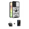 MARSİLYAN™- Galaxy A15 4G Kılıf Ahenk Klasik - Siyah 3D Antistatik Hayalet Cam Ekran Koruyucu + Kamera Lens Koruma Cam - SF