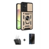 MARSİLYAN™- Galaxy A15 4G Kılıf Ahenk Klasik - Siyah 3D Antistatik Hayalet Cam Ekran Koruyucu + Kamera Lens Koruma Cam - SF