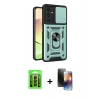 MARSİLYAN™- Galaxy A15 4G Kılıf Ahenk Klasik - Siyah 3D Antistatik Mat Seramik Nano Ekran Koruyucu + Raze Metal Kamera Lens - SH