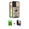 MARSİLYAN™- Galaxy A15 4G Kılıf Ahenk Klasik - Siyah 3D Antistatik Mat Seramik Nano Ekran Koruyucu + Raze Metal Kamera Lens - SH