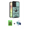 MARSİLYAN™- Galaxy A15 4G Kılıf Ahenk Klasik - Siyah 3D Antistatik Seramik Nano Ekran Koruyucu + Raze Metal Kamera Lens - SH