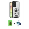 MARSİLYAN™- Galaxy A15 4G Kılıf Ahenk Klasik - Siyah 3D Antistatik Seramik Nano Ekran Koruyucu + Raze Metal Kamera Lens - SH