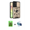 MARSİLYAN™- Galaxy A15 4G Kılıf Ahenk Klasik - Siyah 3D Antistatik Seramik Nano Ekran Koruyucu + Raze Metal Kamera Lens - SH