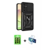 MARSİLYAN™- Galaxy A15 4G Kılıf Ahenk Klasik - Siyah 3D Antistatik Seramik Nano Ekran Koruyucu + Raze Metal Kamera Lens - SH