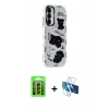 MARSİLYAN™- Galaxy A15 4G Kılıf Ahenk Modern Serisi - Siyah 3D Antistatik Cam Ekran Koruyucu + Raze Metal Kamera Lens - SH