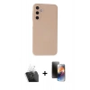 MARSİLYAN™- Galaxy A15 4G Kılıf Ahenk Serisi - Siyah 3D Antistatik Mat Seramik Nano Ekran Koruyucu + Kamera Lens Koruma Cam - SF