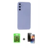 MARSİLYAN™- Galaxy A15 4G Kılıf Ahenk Serisi - Siyah 3D Antistatik Mat Seramik Nano Ekran Koruyucu + Raze Metal Kamera Lens - SH
