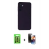 MARSİLYAN™- Galaxy A15 4G Kılıf Ahenk Serisi - Siyah 3D Antistatik Mat Seramik Nano Ekran Koruyucu + Raze Metal Kamera Lens - SH