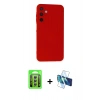 MARSİLYAN™- Galaxy A15 4G Kılıf Ahenk Serisi - Siyah 3D Antistatik Seramik Nano Ekran Koruyucu + Raze Metal Kamera Lens - GS