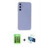 MARSİLYAN™- Galaxy A15 4G Kılıf Ahenk Serisi - Siyah 3D Antistatik Seramik Nano Ekran Koruyucu + Raze Metal Kamera Lens - GS