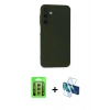 MARSİLYAN™- Galaxy A15 4G Kılıf Ahenk Serisi - Siyah 3D Antistatik Seramik Nano Ekran Koruyucu + Raze Metal Kamera Lens - GS