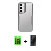MARSİLYAN™- Galaxy A15 4G Kılıf Akış Çizgi Koleksiyonu - Siyah 3D Antistatik Hayalet Cam Ekran Koruyucu + Raze Metal Kamera Lens - SH