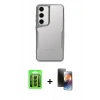 MARSİLYAN™- Galaxy A15 4G Kılıf Akış Çizgi Koleksiyonu - Siyah 3D Antistatik Mat Seramik Nano Ekran Koruyucu + Raze Metal Kamera Lens - SH