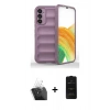 MARSİLYAN™- Galaxy A15 4G Kılıf Atlas Koleksiyonu - Siyah 6D Antistatik Mat Seramik Hayalet Nano Ekran Koruyucu + Kamera Lens Koruma Cam - SF