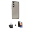 MARSİLYAN™- Galaxy A15 4G Kılıf Atlas Minimal Prime - Siyah 3D Antistatik Mat Seramik Nano Ekran Koruyucu + Kamera Lens Koruma Cam - SF