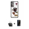 MARSİLYAN™- Galaxy A15 4G Kılıf Çekirdek Asil - Siyah 3D Antistatik Hayalet Cam Ekran Koruyucu + Kamera Lens Koruma Cam - SF