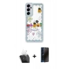 MARSİLYAN™- Galaxy A15 4G Kılıf Çekirdek Asil - Siyah 3D Antistatik Hayalet Cam Ekran Koruyucu + Kamera Lens Koruma Cam - SF