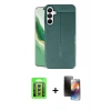 MARSİLYAN™- Galaxy A15 4G Kılıf Doruk Klasik Özel Seri - Siyah 3D Antistatik Mat Seramik Nano Ekran Koruyucu + Raze Metal Kamera Lens - GS
