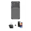 MARSİLYAN™- Galaxy A15 4G Kılıf Eksen Form Prime - Siyah 3D Antistatik Mat Seramik Nano Ekran Koruyucu + Kamera Lens Koruma Cam - SF
