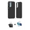 MARSİLYAN™- Galaxy A15 4G Kılıf Eksen Işık - Siyah 3D Antistatik Cam Ekran Koruyucu + Kamera Lens Koruma Cam - SF