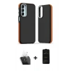MARSİLYAN™- Galaxy A15 4G Kılıf Eksen Işık - Siyah 6D Antistatik Mat Seramik Hayalet Nano Ekran Koruyucu + Kamera Lens Koruma Cam - SF