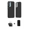 MARSİLYAN™- Galaxy A15 4G Kılıf Eksen Işık - Siyah 6D Antistatik Mat Seramik Hayalet Nano Ekran Koruyucu + Kamera Lens Koruma Cam - SF