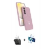 MARSİLYAN™- Galaxy A15 4G Kılıf İz Işık Koleksiyonu - Siyah 3D Antistatik Cam Ekran Koruyucu + Kamera Lens Koruma Cam - SF