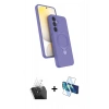 MARSİLYAN™- Galaxy A15 4G Kılıf İz Işık Koleksiyonu - Siyah 3D Antistatik Cam Ekran Koruyucu + Kamera Lens Koruma Cam - SF