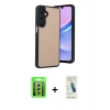 MARSİLYAN™- Galaxy A15 4G Kılıf Kıvılcım Işık Serisi - Şeffaf Pasifik Cam Ekran Koruyucu + Raze Metal Kamera Lens - GS
