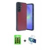 MARSİLYAN™- Galaxy A15 4G Kılıf Kıvılcım Işık Serisi - Siyah 3D Antistatik Cam Ekran Koruyucu + Raze Metal Kamera Lens - SH