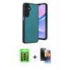 MARSİLYAN™- Galaxy A15 4G Kılıf Kıvılcım Işık Serisi - Siyah 3D Antistatik Mat Seramik Nano Ekran Koruyucu + Raze Metal Kamera Lens - SH